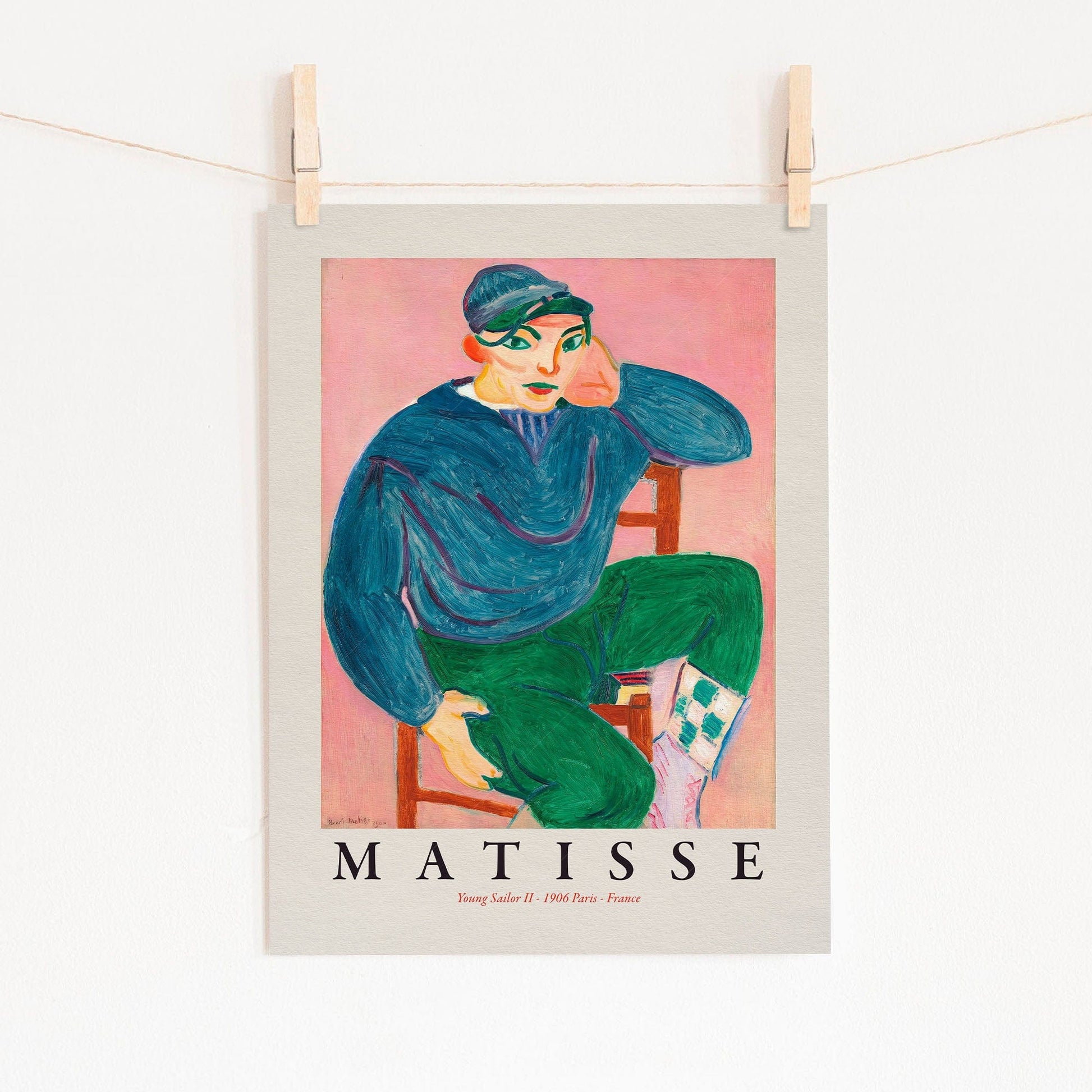 Home Poster Decor Young Sailor II by Henri Matisse, Famous Painting, Mid Century Modern Wall Decor